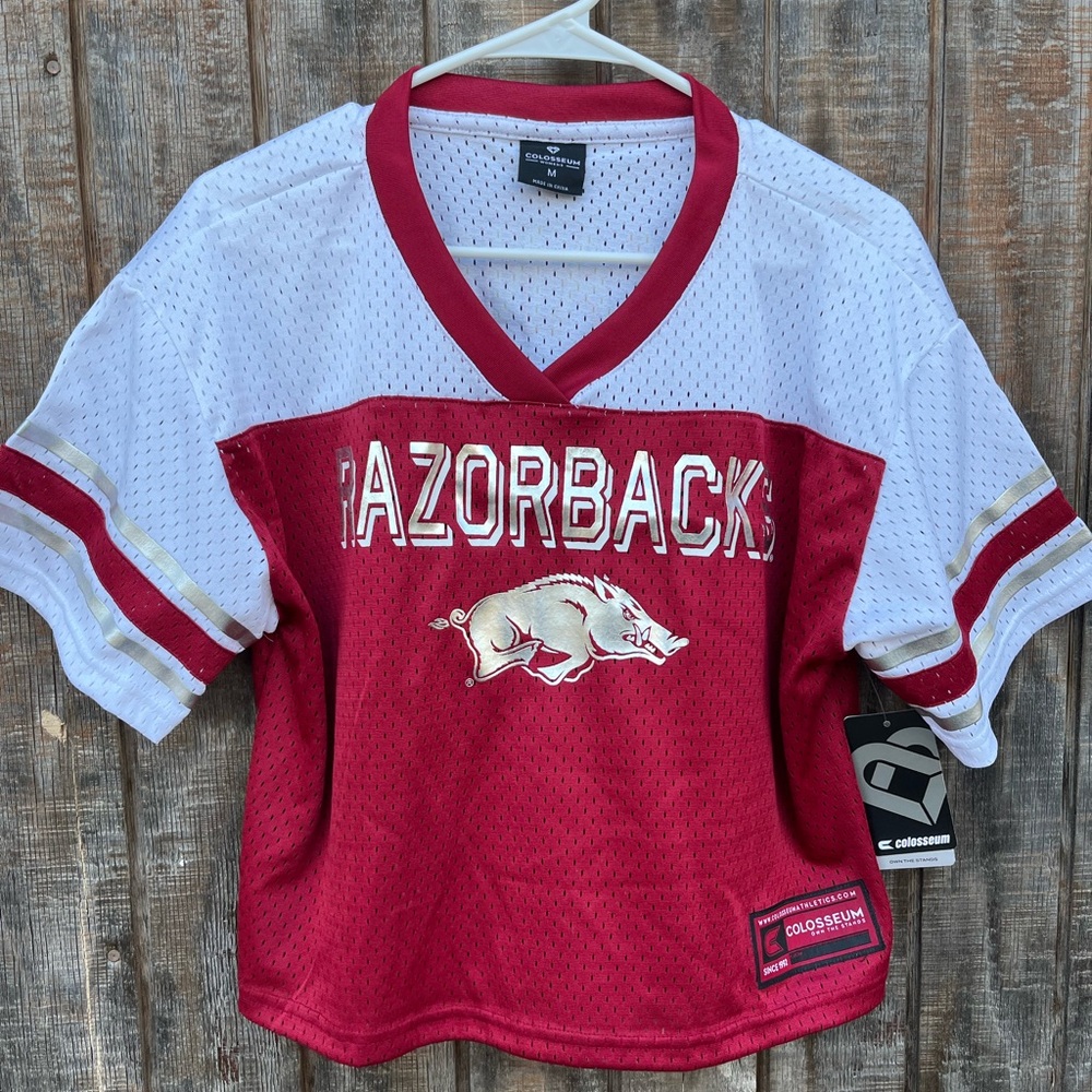 Women’s Arkansas Razorback Cropped Jersey, NWT, Multiple Sizes